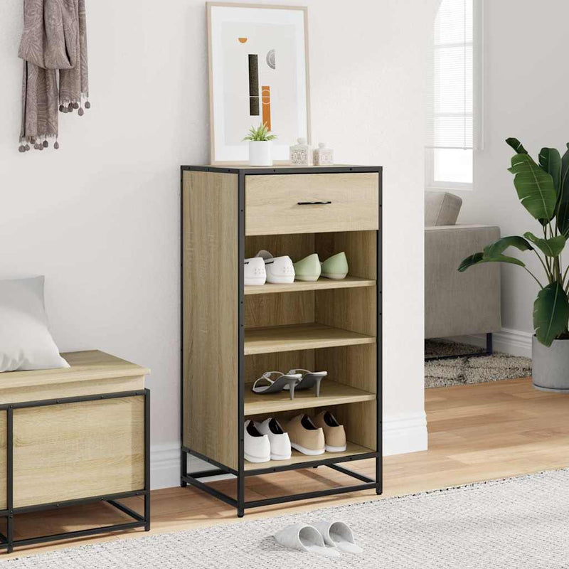 Load image into Gallery viewer, Vidaxl schoenenrek 48x38x97,5 cm bewerkt hout sonoma eikenkleurig
