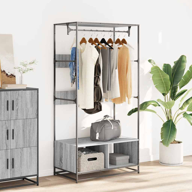 Load image into Gallery viewer, Vidaxl kledingkast 90x50x180 cm bewerkt hout grijs sonoma eikenkleurig
