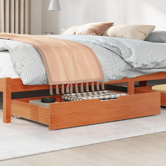 Vidaxl bedlades 2 st 95x55x17 massief grenenhout wasbruin