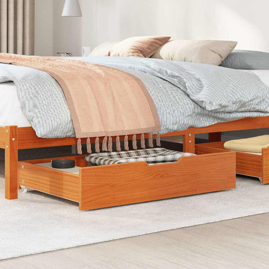 Vidaxl bedlades 2 st 85x55x17 massief grenenhout wasbruin