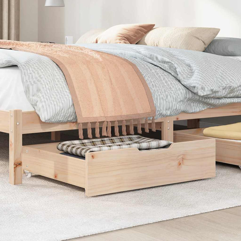 Load image into Gallery viewer, Vidaxl bedlades 2 st met wieltjes 65x55x17 cm massief grenenhout
