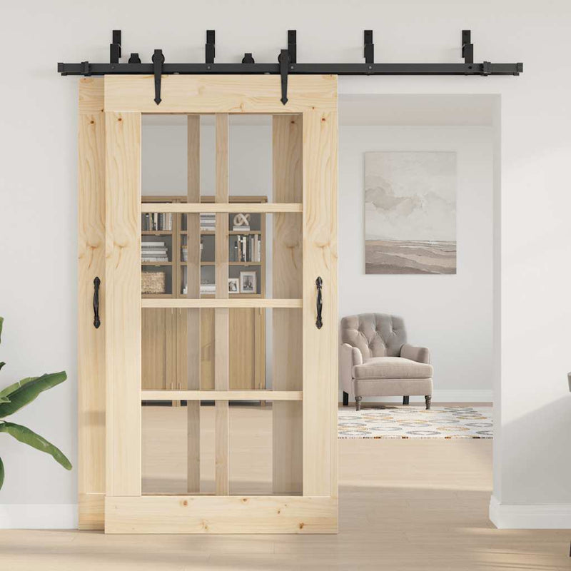 Load image into Gallery viewer, Vidaxl doos met onderdelen voor schuifdeur 213,5 cm staal zwart
