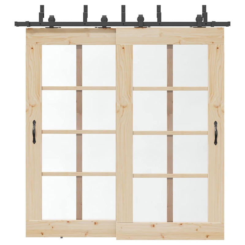 Load image into Gallery viewer, Vidaxl doos met onderdelen voor schuifdeur 213,5 cm staal zwart
