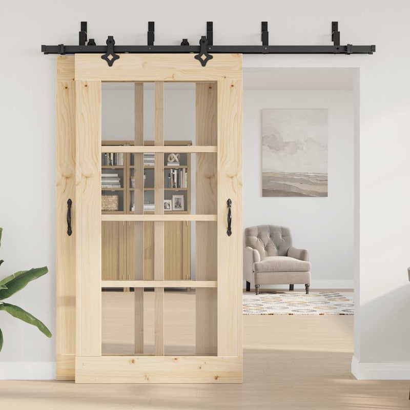 Load image into Gallery viewer, Vidaxl doos met onderdelen voor schuifdeur 213,5 cm staal zwart
