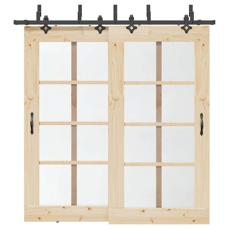 Load image into Gallery viewer, Vidaxl doos met onderdelen voor schuifdeur 213,5 cm staal zwart

