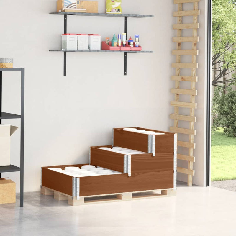 Load image into Gallery viewer, Vidaxl verhoogde plantenbak 3-laags 120x80 cm massief grenenhout bruin
