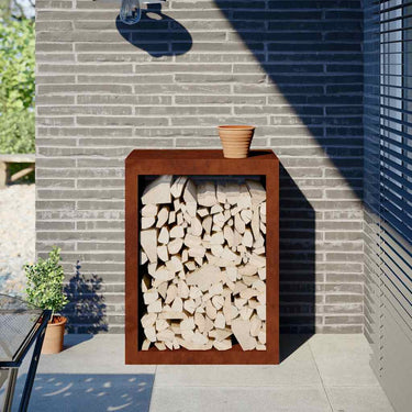 Vidaxl brandhoutrek 60x40x80 cm weervast staal