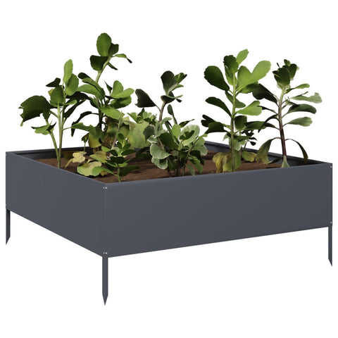 VidaXL Plantenbak verhoogd 100x100x25 cm staal antracietkleurig