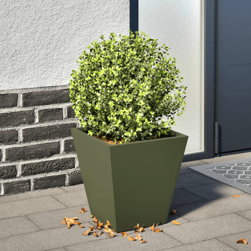 Load image into Gallery viewer, Vidaxl plantenbak 30x30x30 cm staal olijfgroen
