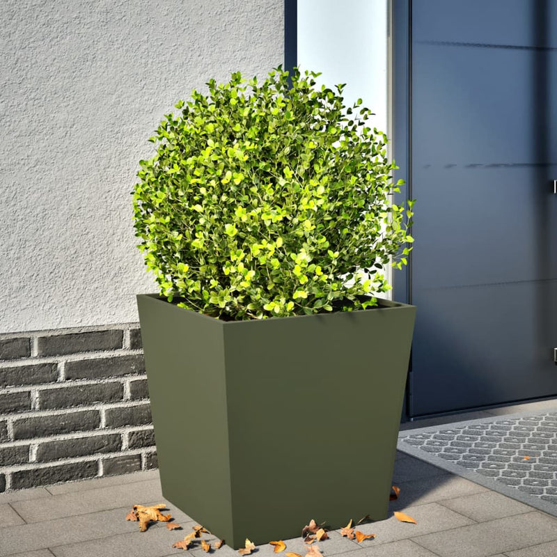 Load image into Gallery viewer, Vidaxl plantenbak 50x50x50 cm staal olijfgroen
