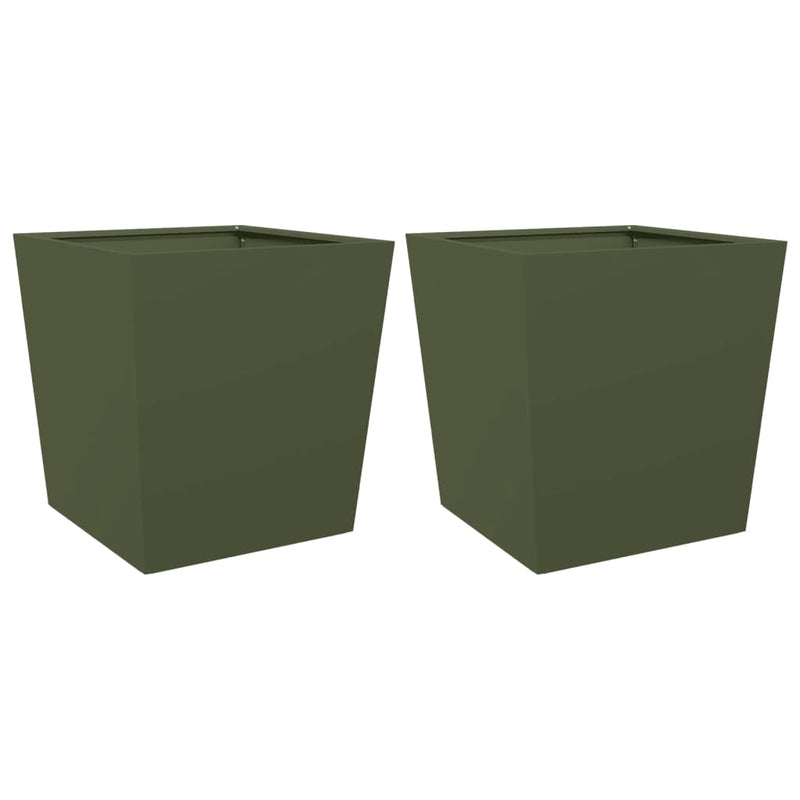 Load image into Gallery viewer, Vidaxl plantenbakken 2 st 50x50x50 cm staal olijfgroen
