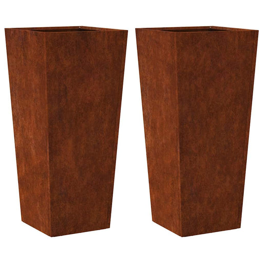 Vidaxl plantenbakken 2 st 35x35x75 cm weervast staal