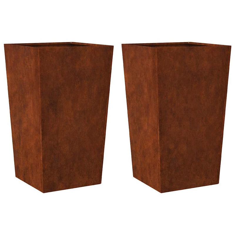 Afbeelding laden in galerijviewer, Vidaxl plantenbakken 2 st 45x45x75 cm weervast staal
