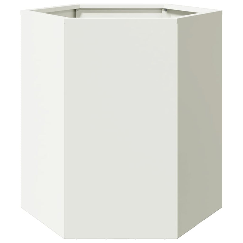 Load image into Gallery viewer, Vidaxl plantenbak zeshoek 46x40x45 cm staal wit

