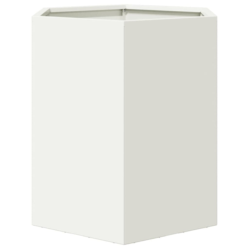 Load image into Gallery viewer, Vidaxl plantenbak zeshoek 46x40x45 cm staal wit
