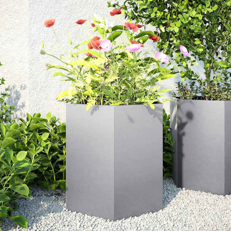Load image into Gallery viewer, Vidaxl plantenbakken 2 st zeshoek 46x40x45 cm gegalvaniseerd staal
