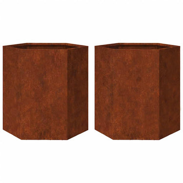 Vidaxl plantenbakken 2 st zeshoek 46x40x45 cm weervast staal