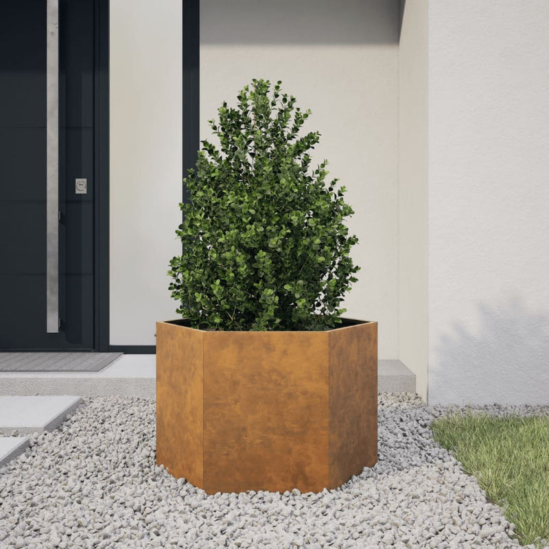 Load image into Gallery viewer, Vidaxl plantenbak zeshoek 69x60x45 cm weervast staal
