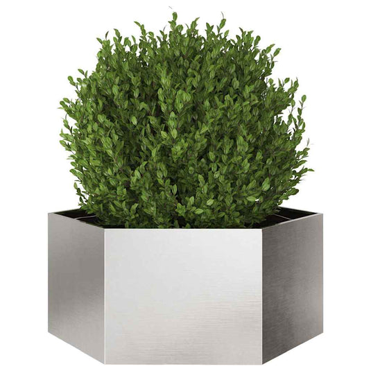 Vidaxl plantenbak zeshoek 104x90x45 cm roestvrijstaal