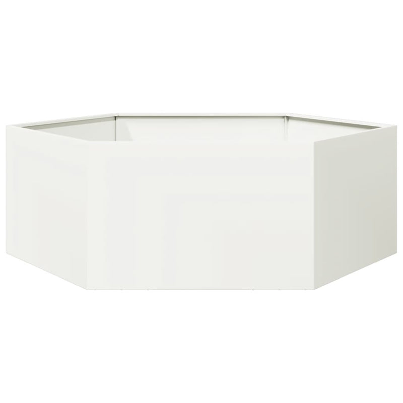 Load image into Gallery viewer, Vidaxl plantenbak zeshoek 138x120x45 cm staal wit
