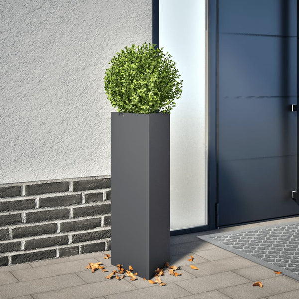 VidaXL Plantenbak driehoek 30x26x75 cm staal antracietkleurig