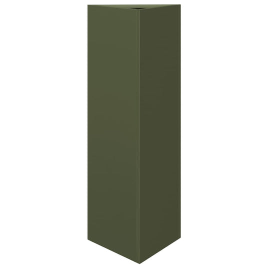 Vidaxl plantenbak driehoek 30x26x75 cm staal olijfgroen