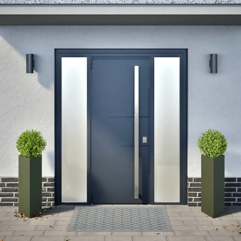 Load image into Gallery viewer, Vidaxl plantenbakken 2 st driehoek 30x26x75 cm staal olijfgroen
