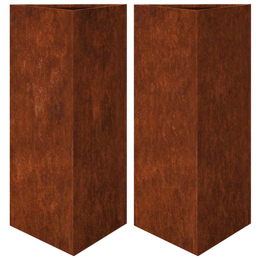 Vidaxl plantenbakken 2 st driehoek 40x34,5x75 cm weervast staal