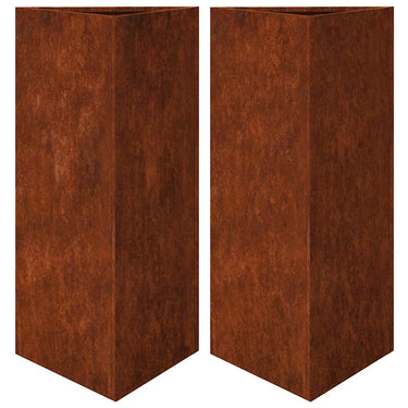 Vidaxl plantenbakken 2 st driehoek 40x40x75 cm weervast staal