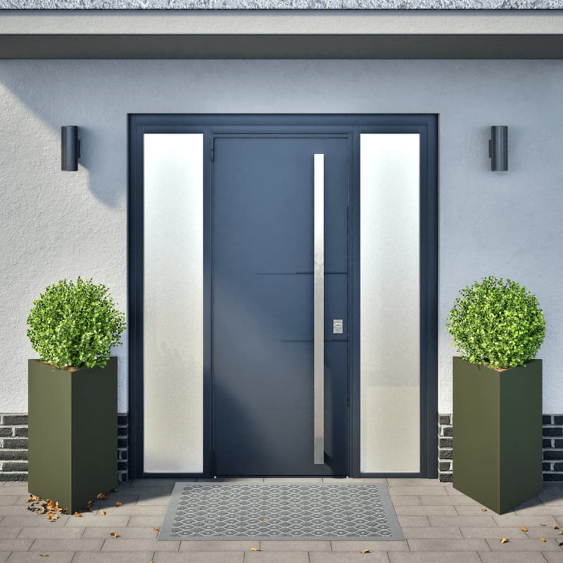 Load image into Gallery viewer, Vidaxl plantenbakken 2 st driehoek 50x43x75 cm staal olijfgroen
