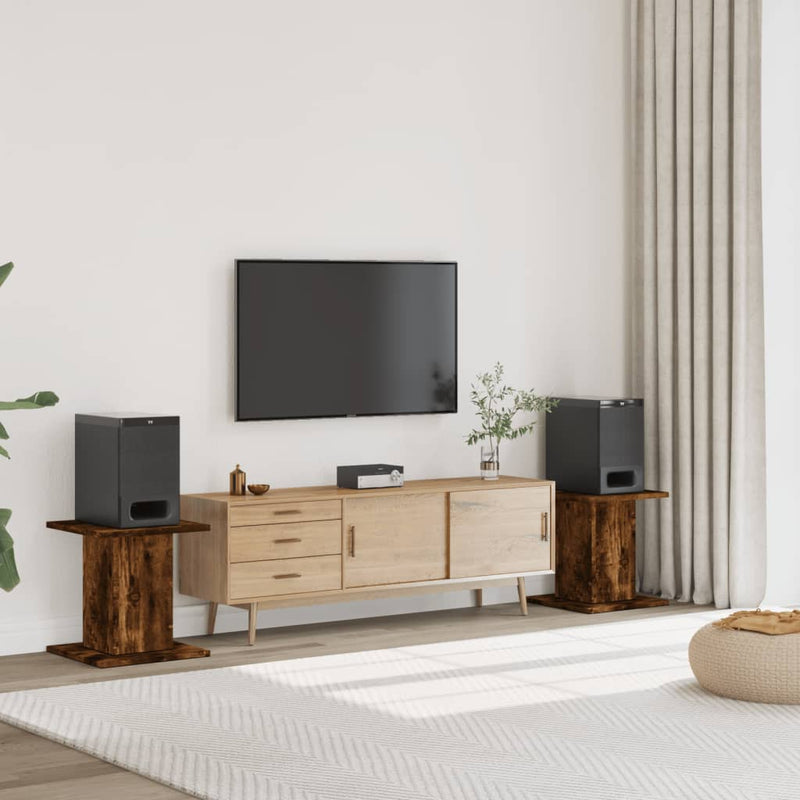 Load image into Gallery viewer, Vidaxl speakerstandaards 2 st 30x30x40 cm bewerkt hout gerookt eiken
