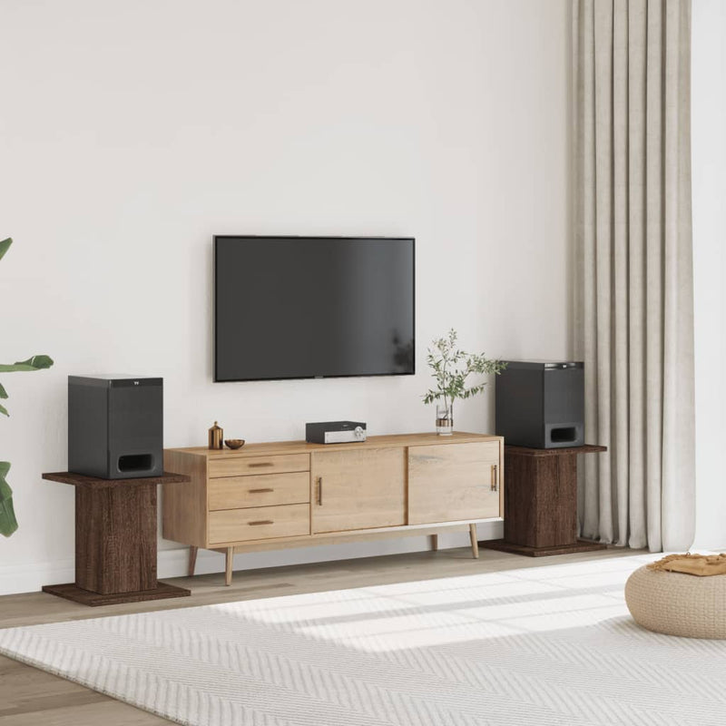 Load image into Gallery viewer, Vidaxl speakerstandaards 2 st 30x30x40 cm bewerkt hout bruin eiken
