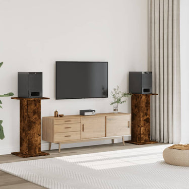 Vidaxl speakerstandaards 2 st 30x30x80 cm bewerkt hout gerookt eiken