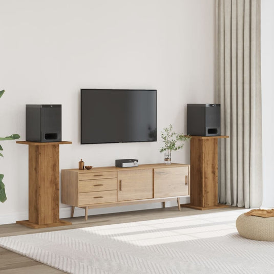 Vidaxl speakerstandaards 2 st 30x30x80 cm hout artisanaal eikenkleurig
