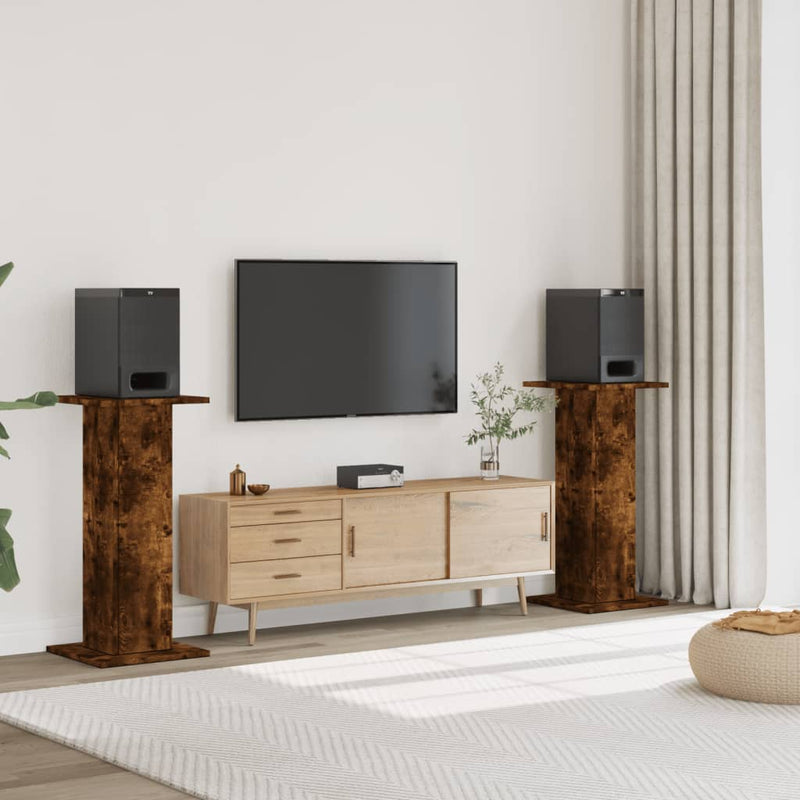 Load image into Gallery viewer, Vidaxl speakerstandaards 2 st 30x30x95 cm bewerkt hout gerookt eiken
