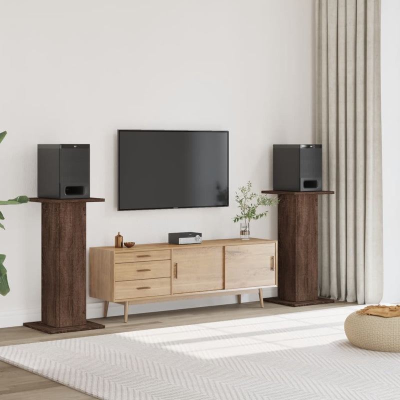 Load image into Gallery viewer, Vidaxl speakerstandaards 2 st 30x30x95 cm bewerkt hout bruin eiken

