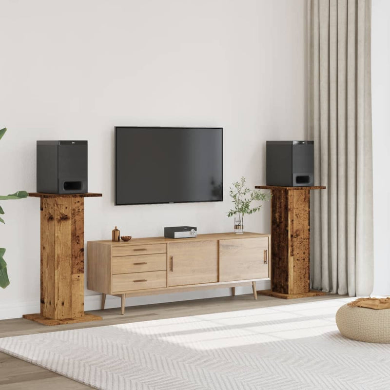 Load image into Gallery viewer, Vidaxl speakerstandaards 2 st 30x30x95 cm bewerkt hout oud houtkleurig
