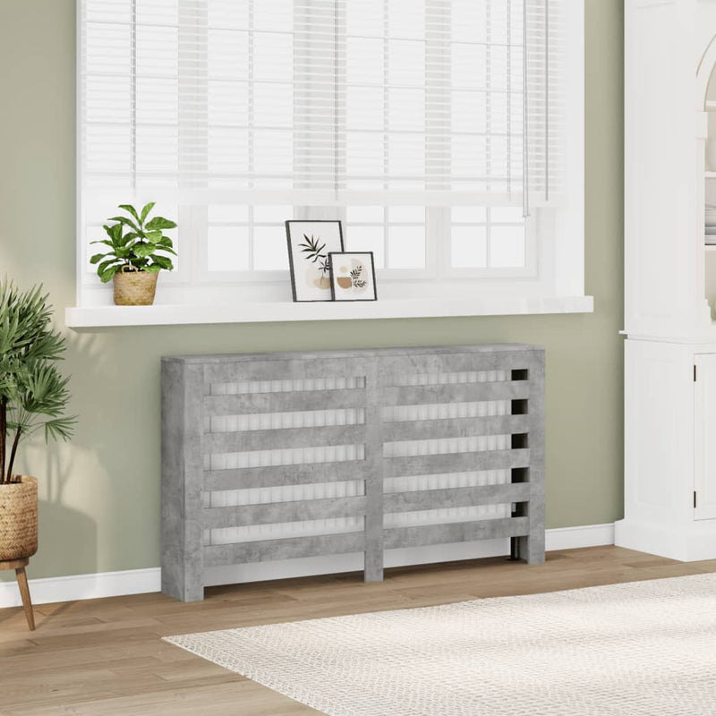 Load image into Gallery viewer, Vidaxl radiatorombouw 149x20x82 cm bewerkt hout betongrijs
