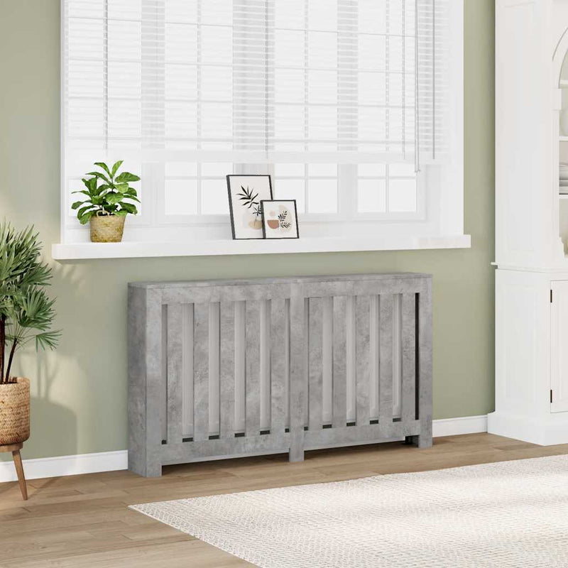 Load image into Gallery viewer, Vidaxl radiatorombouw 149x20x82 cm bewerkt hout betongrijs
