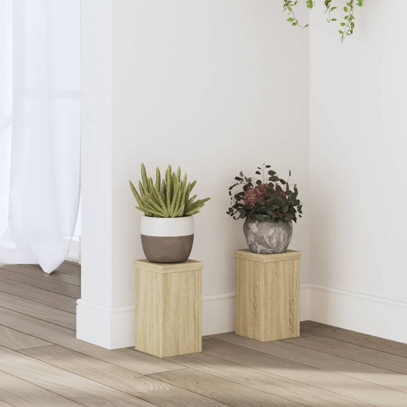 Load image into Gallery viewer, Vidaxl plantenstandaards 2 st 10x10x18 cm bewerkt hout sonoma eiken
