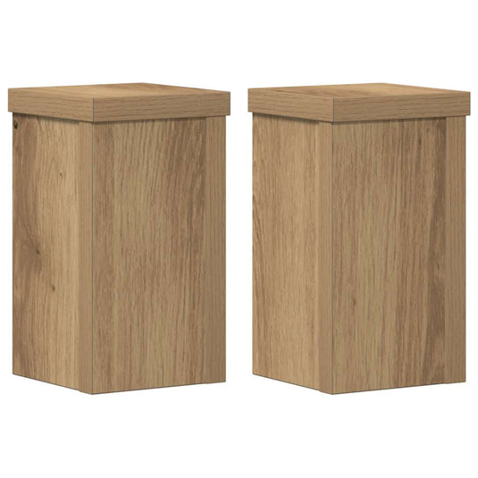 Vidaxl plantenstandaards 2 st 10x10x18 cm hout artisanaal eiken