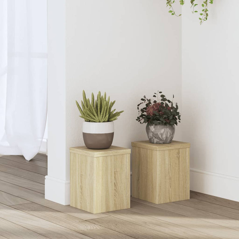 Load image into Gallery viewer, Vidaxl plantenstandaards 2 st 15x15x20 cm bewerkt hout sonoma eiken
