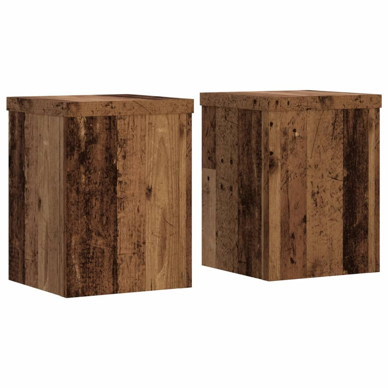 Load image into Gallery viewer, Vidaxl plantenstandaards 2 st 15x15x20 cm bewerkt hout oud houtkleurig
