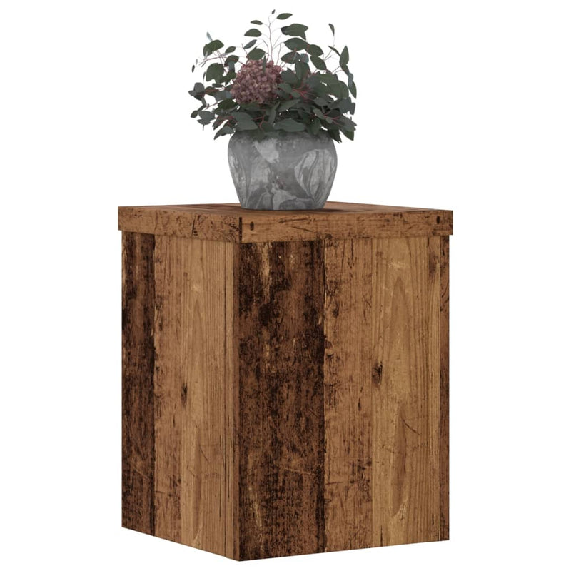 Load image into Gallery viewer, Vidaxl plantenstandaards 2 st 15x15x20 cm bewerkt hout oud houtkleurig
