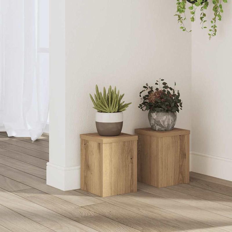 Load image into Gallery viewer, Vidaxl plantenstandaards 2 st 15x15x20 cm hout artisanaal eiken
