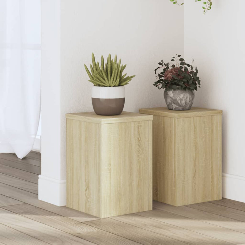 Load image into Gallery viewer, Vidaxl plantenstandaards 2 st 20x20x30 cm bewerkt hout sonoma eiken
