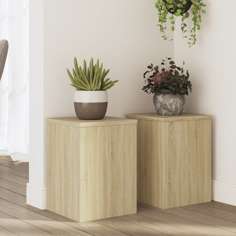 Load image into Gallery viewer, Vidaxl plantenstandaards 2 st 25x25x35 cm bewerkt hout sonoma eiken

