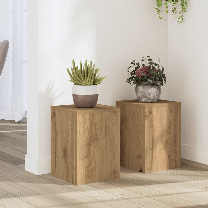 Load image into Gallery viewer, Vidaxl plantenstandaards 2 st 25x25x35 cm hout artisanaal eiken
