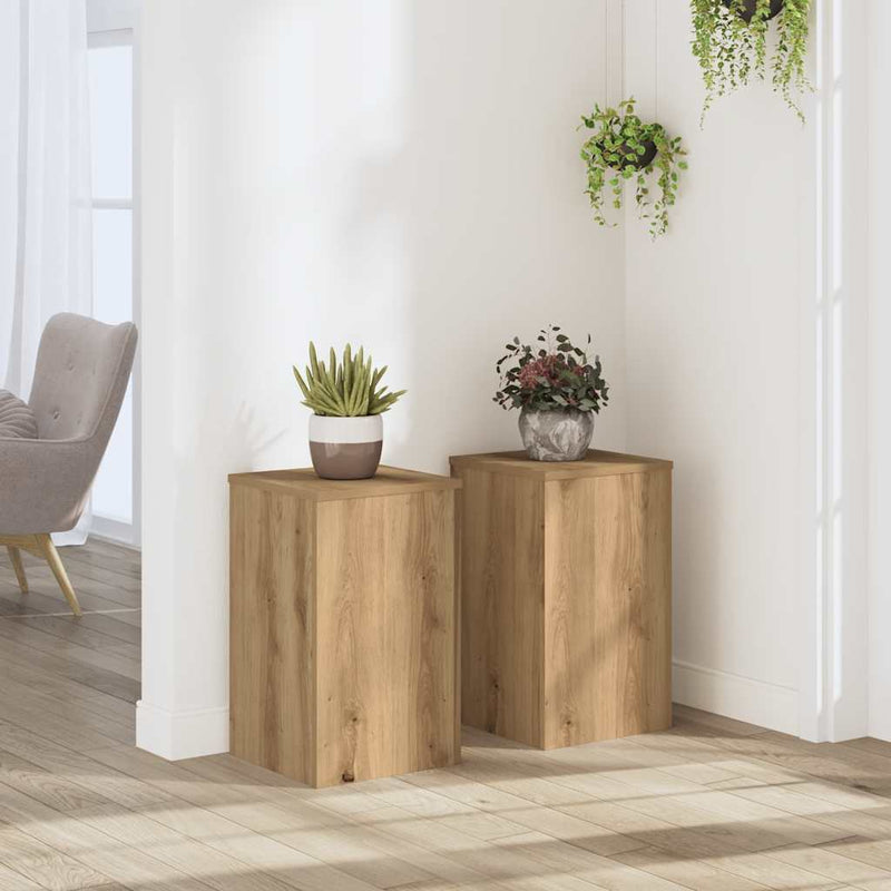 Load image into Gallery viewer, Vidaxl plantenstandaards 2 st 30x30x50 cm hout artisanaal eiken
