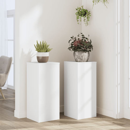 Vidaxl plantenstandaards 2 st 30x30x70 cm bewerkt hout wit